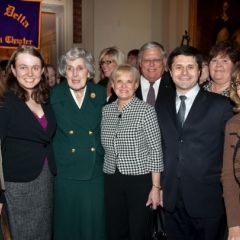 Justice McMorrow is congratulated by members of the Advocates Society.