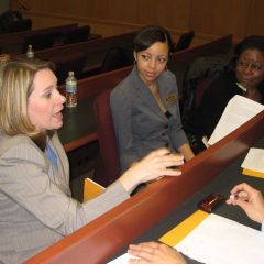 NIU College of Law students prepare a presentation