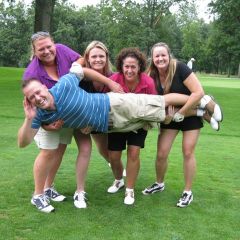 Ben Meyer gets a lift from other Barrick Switzer staffers Laura Baluch, Jody Beilke as well as Susan Dillon and Roxanne Sosnowski