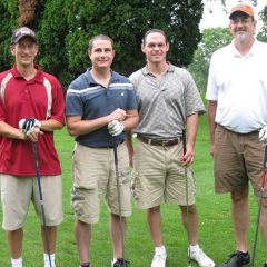 A foursome from Hinshaw Culbertson includes Jerry Barenbaum, Michael Iasparro, Matthew Hevrin and Jeff Spears