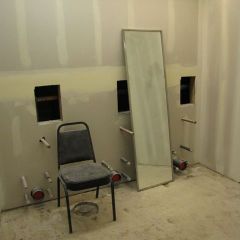 The women's room is still a work in progress.