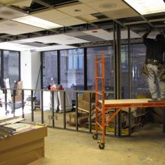 The CLE studio is beginning to take shape at the west side of the training room.