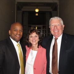 Supreme Court Admissions Clerk Perry Thompson, event organizer and ISBA Director of Bar Servcies Janet Sosin and IBF Past President David Sosin