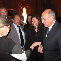 U.S. Supreme Court Justice Ruth Bader Ginsburg meets with ISBA President Mark D. Hassakis and the ISBA group. 