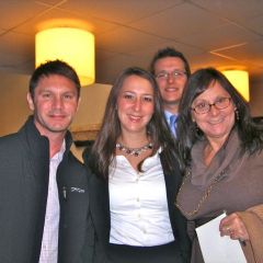 Those attending the Fifth District ceremony to help Renee Meyer celebrate the day were her uncle Gary Bollmann (left), friend Peter Sullivan and mother Barbara Meyer.