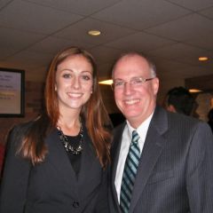 Congratulating new admittee Katherine Grace Legge of Morton is ISBA President-elect John E. Thies.
