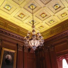 Chandelier and ceiling in the East Conference Room