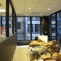 Construction continues on the interior of the CLE studio.