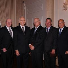 Presenter John G. O'Brien, Laureate John Kincaid, Laureate William Johnson, Laureate Peter Birnbaum and ISBA President Mark D. Hassakis