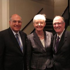 ISBA President Mark D. Hassakis, Illinois Supreme Court Justice Mary Jane Theis and ISBA 2nd VP John Thies
