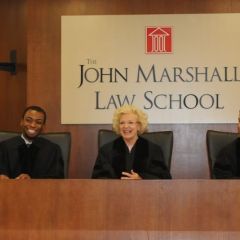 The students made their final Moot Court argument in front of (playing the part of Appellate Justices): teacher Tyreese Foreman, Illinois Supreme Court Justice Anne Burke and teacher Phillip Rutherford