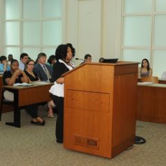 Danielle Coker makes her argument during the Moot Court