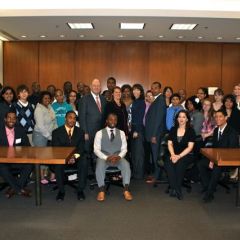 Students and teachers from the ISBA Law and Leadership Institute visited the Daley Center on June 24. They met with Judges Matt Delort, Debra Walker, Laua Liu and Franklin Valderrama.