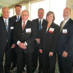 SBA President Mark D. Hassakis and President-elect John G. Locallo, hosted the Quincy Regional meetings along with Jim Palmer and Judge Mark Schuering (ret.). Jeffery E. Tobin (fourth from left) and Jennifer A. Winking spoke on workers comp issues. Tobin is an Arbitrator of the Illinois Workers Compensation Commission, and Winking practices in workers comp in a Quincy firm.
