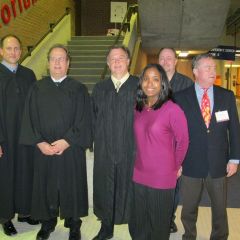 Mock Trial judges: Michael Chmiel, John Coady, Michael Robinson, Kenya Jenkins-Wright, Stephen Iden and John Taylor.