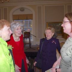 Judge Muphy is congratulated by Justice McMorrow, Janet Piper Voss (Executive Director of LAP), and Judge Murphy's daughter, Brigid Wolff.
