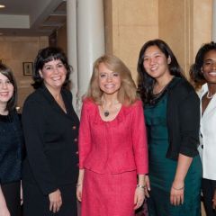Chicago Alumni Chapter Justice Michele Jochner (center) greets members of the Women's Bar Association of Illinois, including President Kathy Gallanis (second from left)