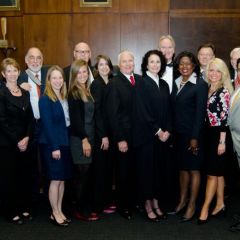 Illinois Appellate Court Justice Nathaniel Howse; new Chicago Alumni Chapter inductees Sharon Eiseman, Warren Luppel, Julia Beinen and Mallory O'Connor; Chief Judge James Holderman; new Chicago Alumni Chapter inductee Elizabeth Teague; Past ISBA President Bob Downs; Jayne Reardon; John Norris; Dorothy Brown; John Locallo; Michele Jochner; Hon. Alfred M. Swanson; Steve Savva