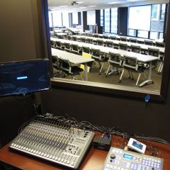 CLE studio looking out to classroom
