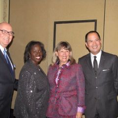 Chief Judge Holderman (left) with Advocate for Diversity Award recipients Patricia Brown Holmes, Paula H. Holderman and Michael P. Chu