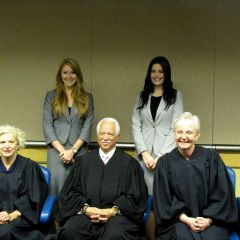 New admittees Amanda Graham and Kathryn Kizer with Justices Burke, Freeman and Theis