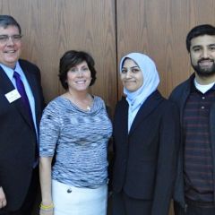 ISBA 3rd Vice President Richard D. Felice, 2nd District Appellate Justice Mary Schostok, new admittee Nadia Aslam of Glendale Heights and her husband Fazal Aslam