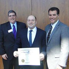 ISBA 3rd Vice President Richard D. Felice, new admittee Tim Garris of Elgin and his mentor, attorney John Holevas of WilliamsMcCarthy in Rockford