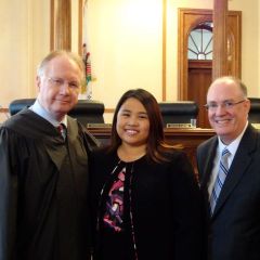 Chief Justice Kilbride, ISBA President-elect John E. Thies and new admittee Charlene Recio