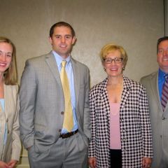 New admittees Christa Wittenberg and Colby Hathaway, speaker Patricia Bobb and new admittee Andrew Doyle.
