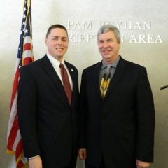 New admittee Matthew B. Hug of Chicago with his father, ISBA member Brian Hug 