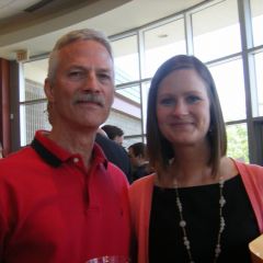 Helping Erica Blume celebrate the day is her dad Kevin.