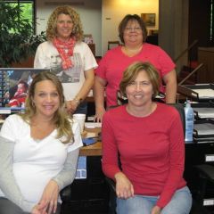 ISBA staff members helping out with Ask a Lawyer Day were (front, left to right) Tracy Potter and Mary Kinsley; (back, left to right) Jill Gilpin and Kim Furr.