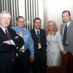 Hon. Paul P. Biebel, Jr., Presiding Judge of the Criminal Division of the Circuit Court of Cook County, Michael Damico, Patrick Nolan, Michele Jochner, Co-Chair of the event Steering Committee, and James D'Amico