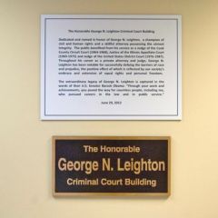 Plaques honoring Judge Leighton