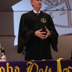 John K. Norris, Justice of Phi Alpha Delta's District XI, leaves the new initiates with closing thoughts.