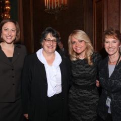 Michele Jochner (second from right) visits with Erin Kelly, Sharon Ballin  and Sharon Eiseman.