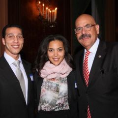 Awardee Hon. William H. Hooks (far right), is congratulated by his daughter, Ashley Hooks, and her fiance, attorney Kyle Williams. 