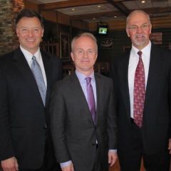 During a visit to DeKalb on Wednesday, President Locallo met with DeKalb County Bar Association President Gary Lothson (right) and State’s Attorney Clay Campbell (center). He was interviewed by the DeKalb Chronicle and WLBK radio.