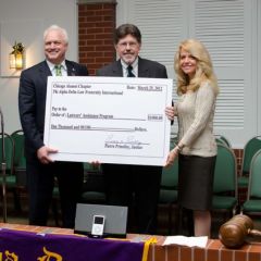 Presentation of check of $1,000 to the Lawyer's Assistance Program (LAP) by the Chicago Chapter.  Royal Berg; LAP Board Member Francis Patrick Murphy; Michele Jochner