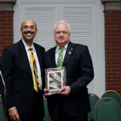 Presentation of the Chapter's Centennial Award to Past Chapter Justice Royal F. Berg by current Chapter Justice Pierre Priestley.