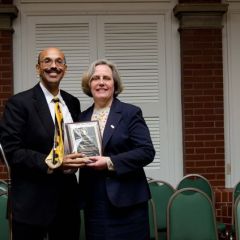 Presentation of the Chapter's Centennial Award to Past Chapter Justice Sharon Hunt by current Chapter Justice Pierre Priestley.
