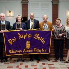 Chicago Alumni Chapter Centennial Awardees:  Royal F. Berg; Sharon Hunt; Current Chapter Justice Pierre Priestley; John Peter Curielli; Gene Edlin; Michele Jochner
