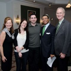 Julie Ann Sebastian, Luncheon Co-Chair; Katie Horan; Professional Irish step dancer Kevin Horan; Justice Nathanial Howse of the Illinois Appellate Court; John K. Norris, Phi Alpha Delta District XI Justice.  
