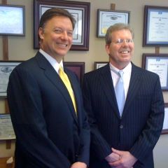 ISBA President John G. Locallo meets with IBF Board member Tim Kelly in his Bloomington law office after the recent McLean County Bar Association meeting/CLE.