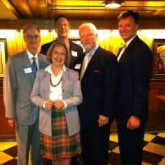 President Locallo recently attended the Nordic Lawyers Annual Codfish Dinner. On hand for the event were (from left) David Hirschey, President, Lynne Ostfeld, past President and Vice President for Probate Night, Dave Clark, Treasurer, Judge (ret.) Perry Gulbrandsen, past President and Vice President for the Lutefisk Open, and President Locallo. 
