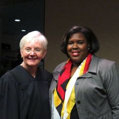 Illinois Supreme Court Justice Mary Jane Theis and Tiffany V. Harper, President of the Black Women Lawyers' Association