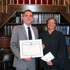New admittee Ivo Austin and Appellate Justice Vicki R. Wright.
