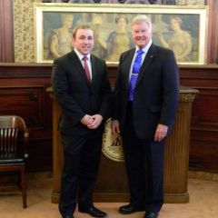 ISBA Board member Charles Davis with Judge Mills