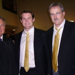 Justice Lloyd A. Karmeier, New Admittee Patrick Brewster and his father, ISBA Member John Brewster.