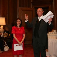 The soon-to-be retirees: ISBA Director of Bar Services Janet Sosin and Supreme Court Clerk William Suter